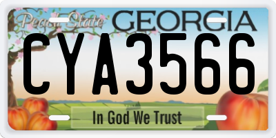 GA license plate CYA3566
