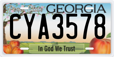 GA license plate CYA3578