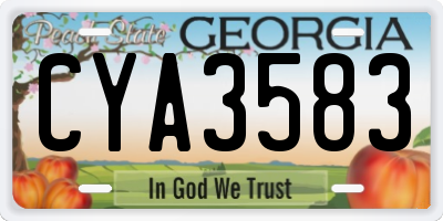 GA license plate CYA3583
