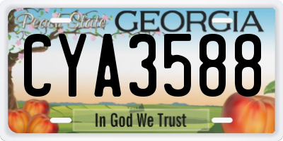 GA license plate CYA3588