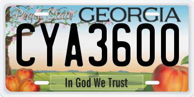 GA license plate CYA3600