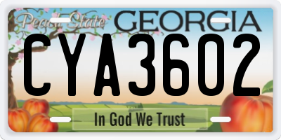 GA license plate CYA3602