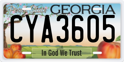 GA license plate CYA3605