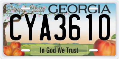 GA license plate CYA3610