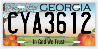 GA license plate CYA3612