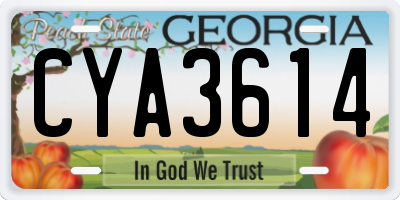 GA license plate CYA3614