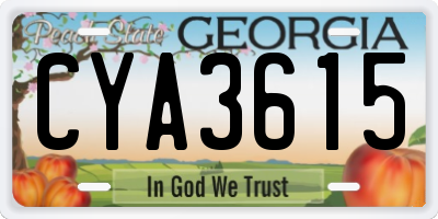 GA license plate CYA3615