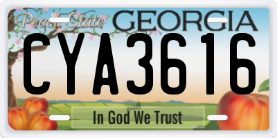 GA license plate CYA3616