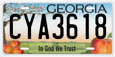 GA license plate CYA3618