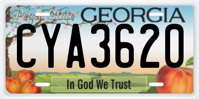 GA license plate CYA3620