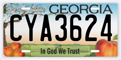 GA license plate CYA3624