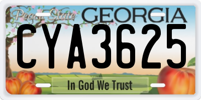 GA license plate CYA3625