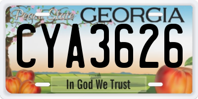GA license plate CYA3626