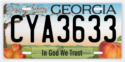 GA license plate CYA3633
