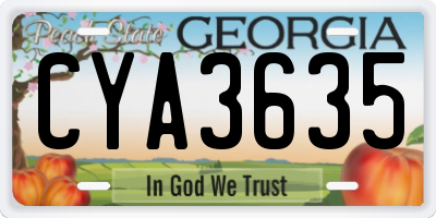 GA license plate CYA3635