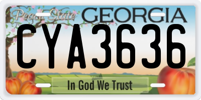 GA license plate CYA3636