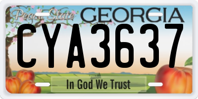 GA license plate CYA3637