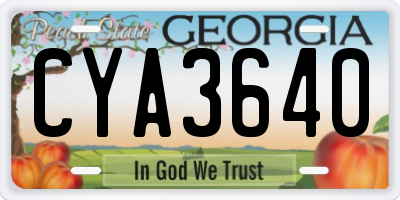 GA license plate CYA3640