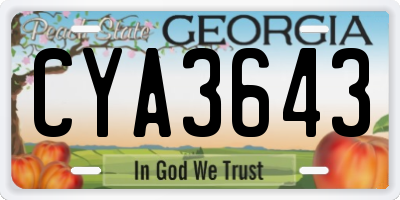 GA license plate CYA3643