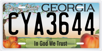 GA license plate CYA3644