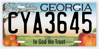 GA license plate CYA3645