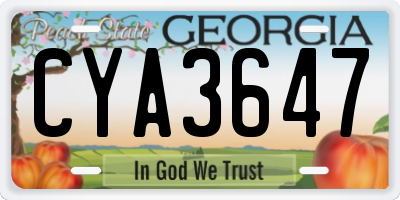 GA license plate CYA3647