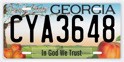 GA license plate CYA3648