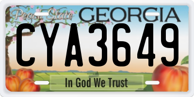 GA license plate CYA3649