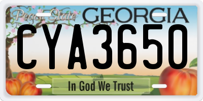 GA license plate CYA3650