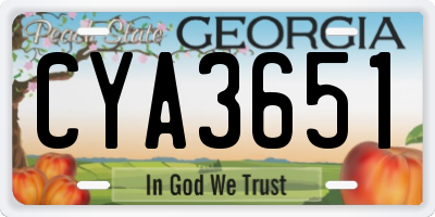 GA license plate CYA3651