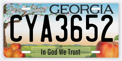 GA license plate CYA3652