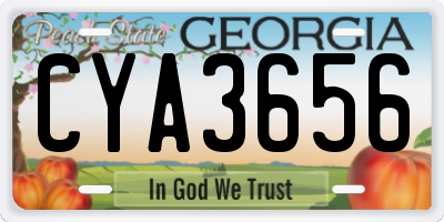 GA license plate CYA3656