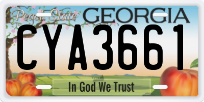 GA license plate CYA3661