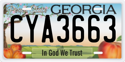 GA license plate CYA3663