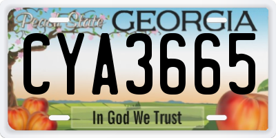 GA license plate CYA3665