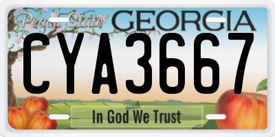 GA license plate CYA3667