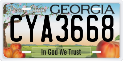 GA license plate CYA3668