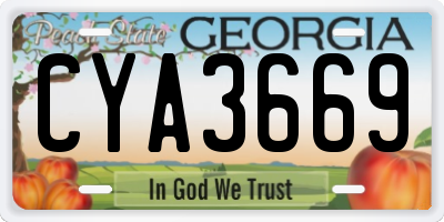 GA license plate CYA3669