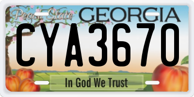 GA license plate CYA3670