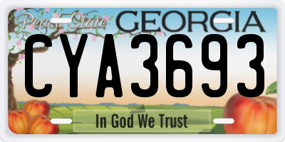 GA license plate CYA3693