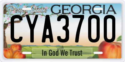 GA license plate CYA3700