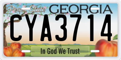 GA license plate CYA3714