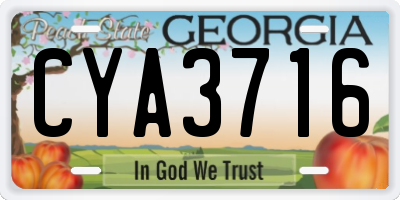 GA license plate CYA3716