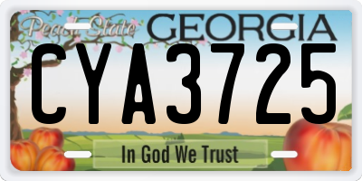 GA license plate CYA3725