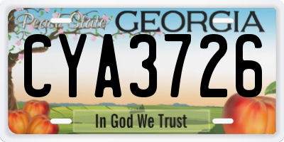 GA license plate CYA3726