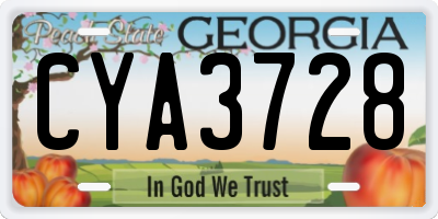 GA license plate CYA3728