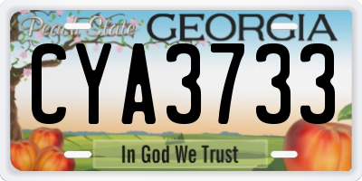 GA license plate CYA3733