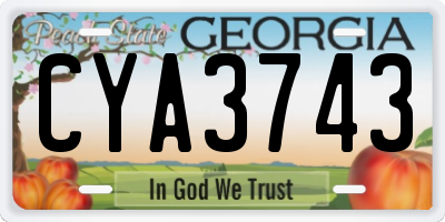 GA license plate CYA3743