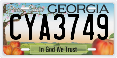 GA license plate CYA3749