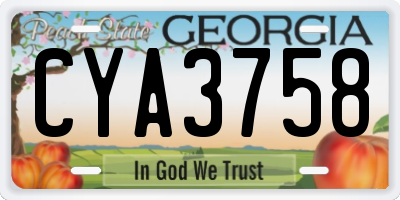GA license plate CYA3758